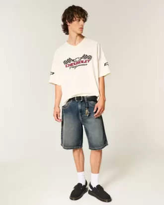 Snake Graphic Baggy jeansshorts