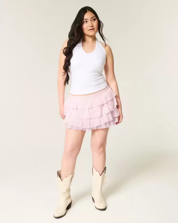 Spets-Chiffong Tiered Mini Skort