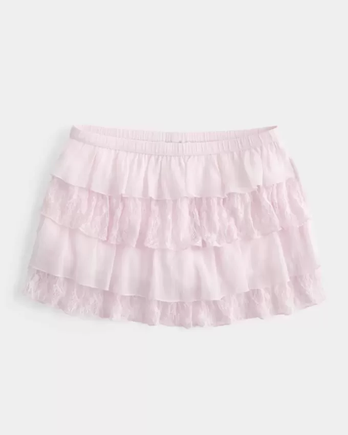 Spets-Chiffong Tiered Mini Skort