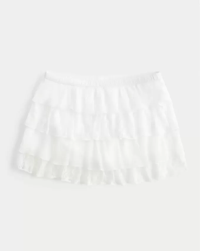 Spets-Chiffong Tiered Mini Skort