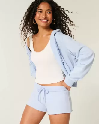 Spets grafiska mini fleece shorts