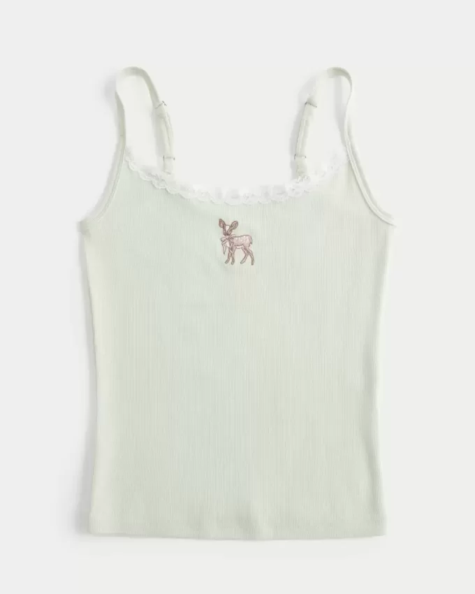 Spets Trim Deer Graphic Tank Spets Trim Deer Graphic Tank