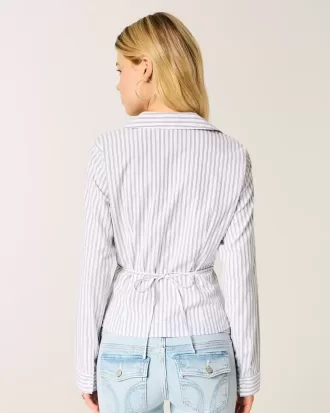 Stretch-tröja i poplin med knapp