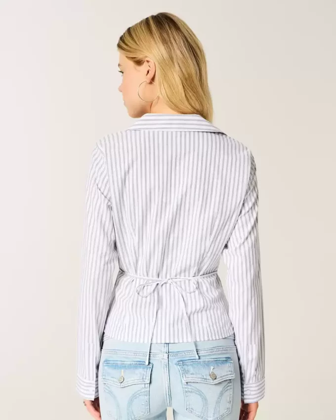 Stretch-tröja i poplin med knapp Stretch-tröja i poplin med knapp
