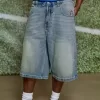 Taz Graphic Medium Wash Super Baggy jeansshorts