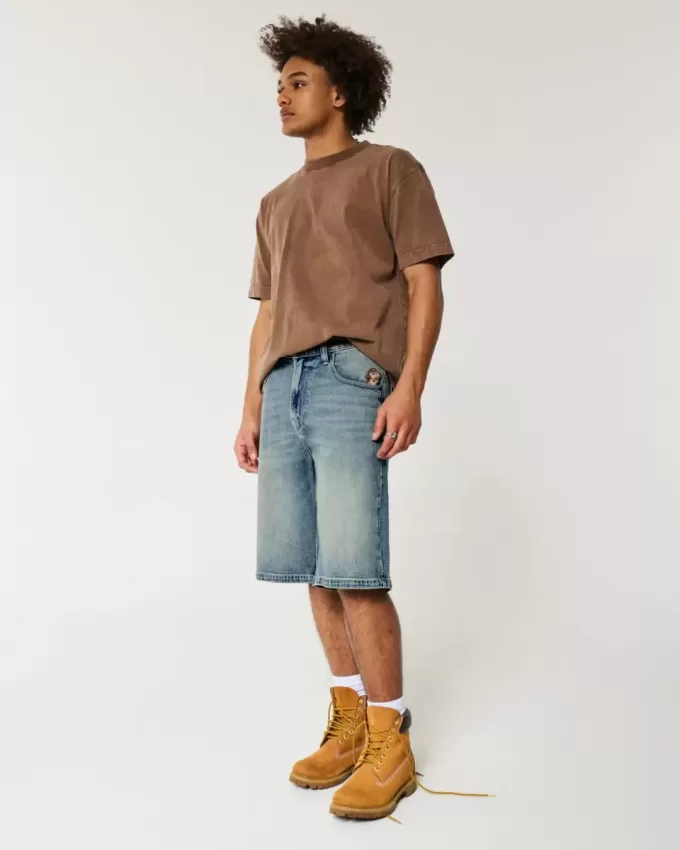 Taz Graphic Medium Wash Super Baggy jeansshorts