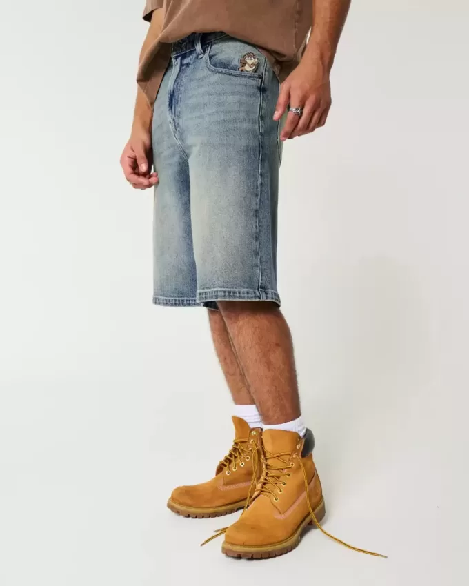 Taz Graphic Medium Wash Super Baggy jeansshorts