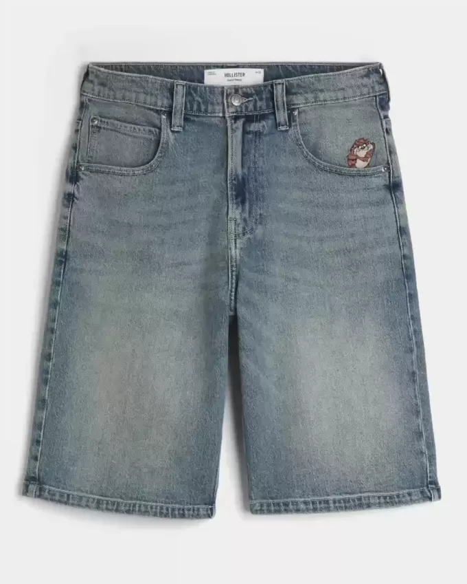Taz Graphic Medium Wash Super Baggy jeansshorts