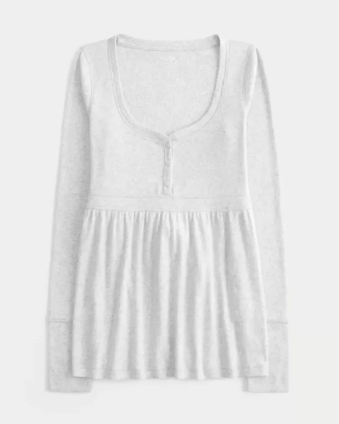 Tie-Back Henley Babydoll Top Tie-Back Henley Babydoll Top