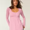 Tie-Back Henley Babydoll Top Tie-Back Henley Babydoll Top