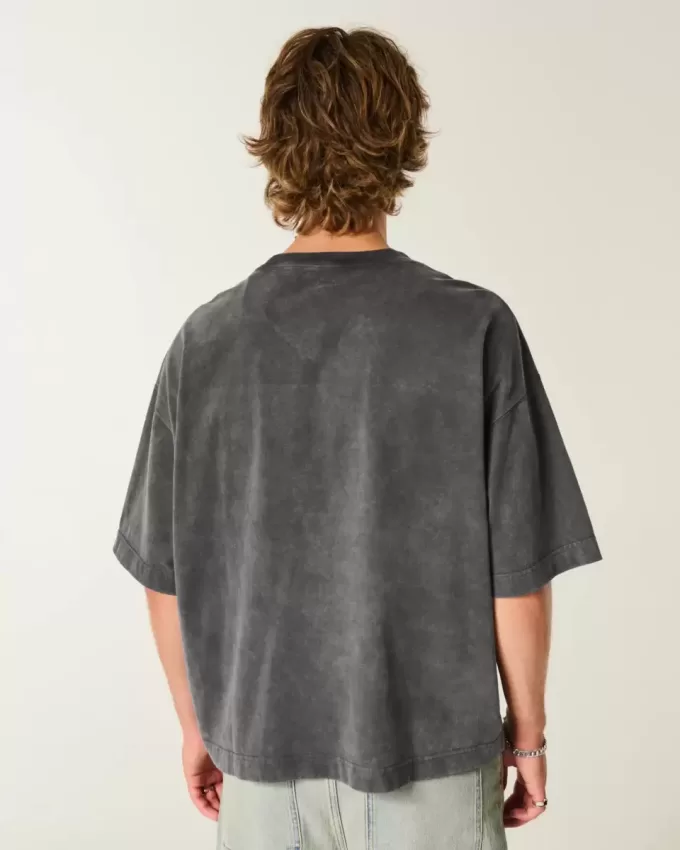 Tungvikt Baggy Crop Detroit Grafisk fotboll T-shirt Tungvikt Baggy Crop Detroit Grafisk fotboll T-shirt