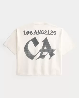 Tungvikt Baggy Crop Los Angeles grafisk fotboll T-shirt