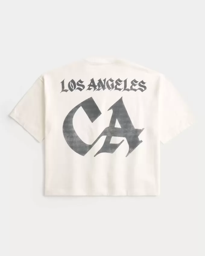 Tungvikt Baggy Crop Los Angeles grafisk fotboll T-shirt Tungvikt Baggy Crop Los Angeles grafisk fotboll T-shirt