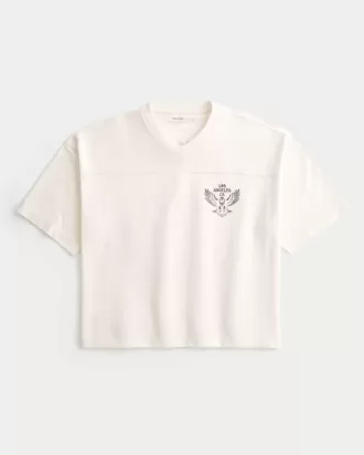 Tungvikt Baggy Crop Los Angeles grafisk fotboll T-shirt