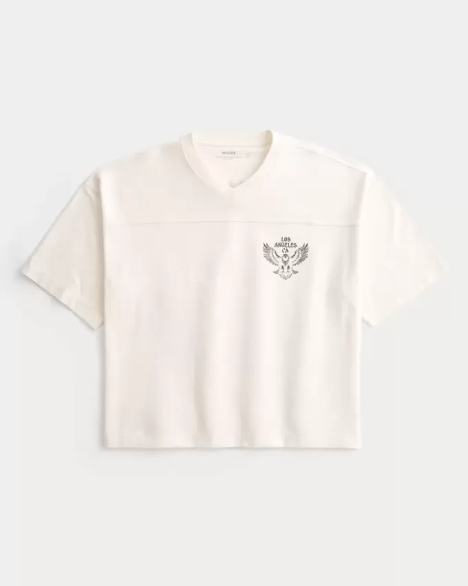 Tungvikt Baggy Crop Los Angeles grafisk fotboll T-shirt Tungvikt Baggy Crop Los Angeles grafisk fotboll T-shirt