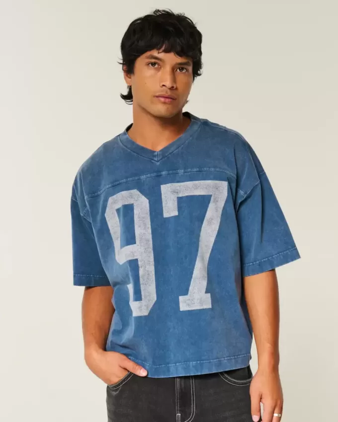 Tungvikt Baggy Crop Varsity grafisk fotbollströja