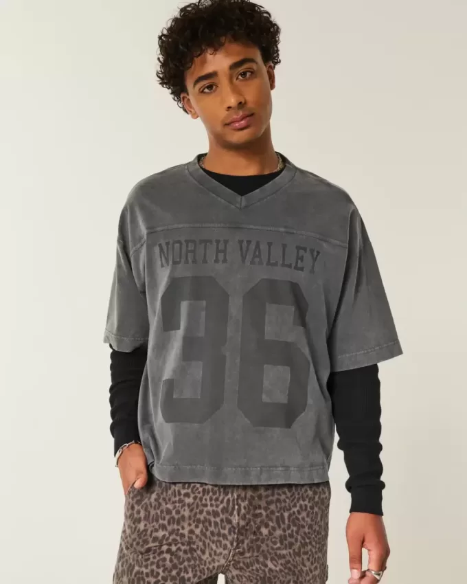 Tungvikt Baggy Crop Varsity grafisk fotbollströja