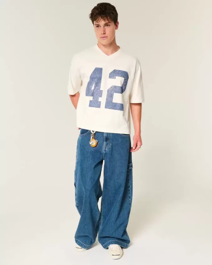Tungvikt Baggy Crop Varsity grafisk fotbollströja