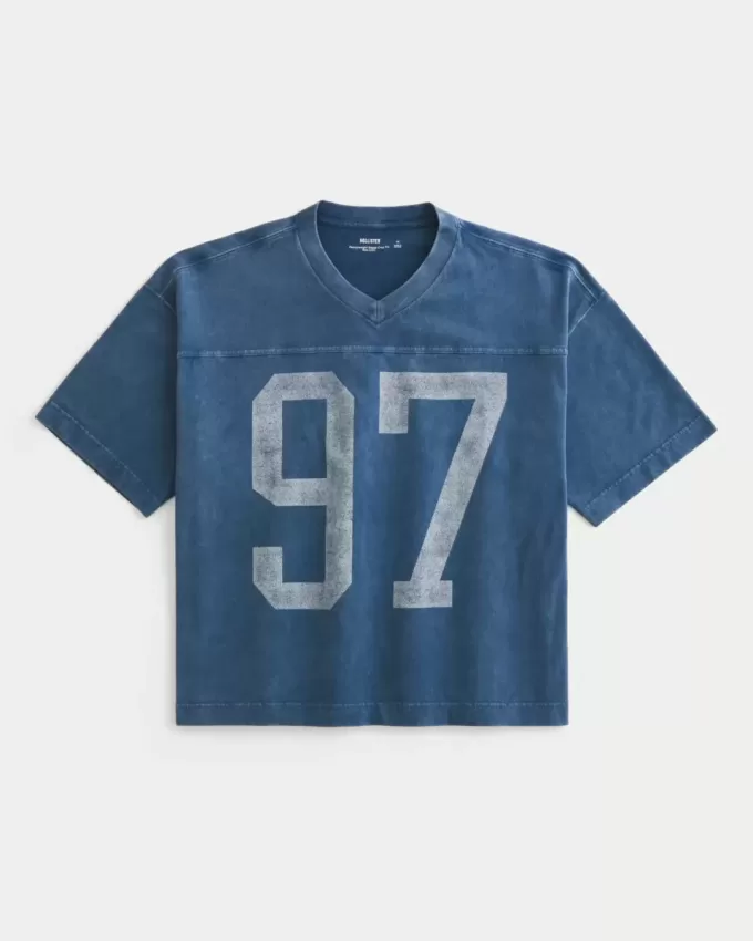 Tungvikt Baggy Crop Varsity grafisk fotbollströja