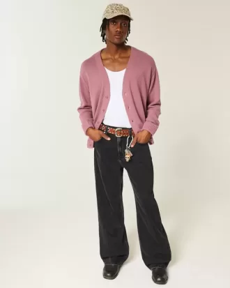 Tvättade svarta Baggy Bootcut-jeans
