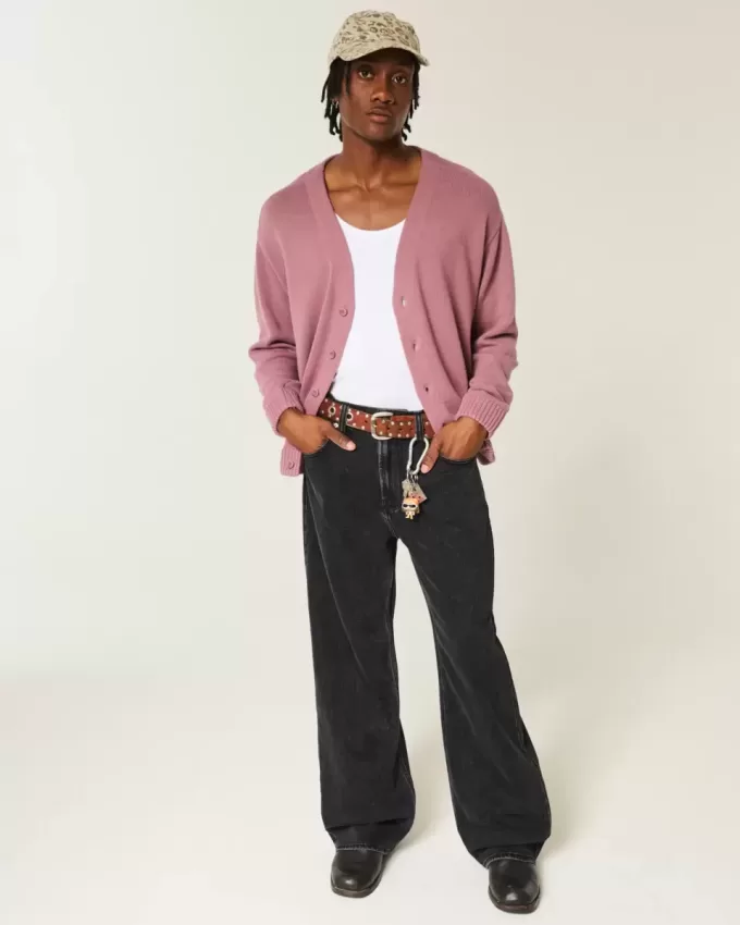 Tvättade svarta Baggy Bootcut-jeans Tvättade svarta Baggy Bootcut-jeans