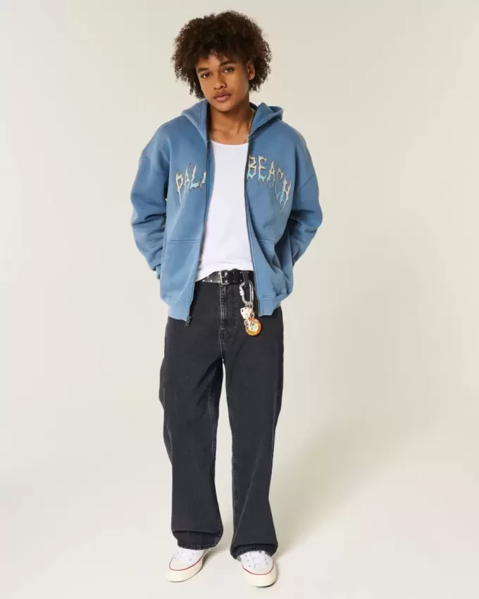 Tvättade svarta Baggy Bootcut-jeans Tvättade svarta Baggy Bootcut-jeans