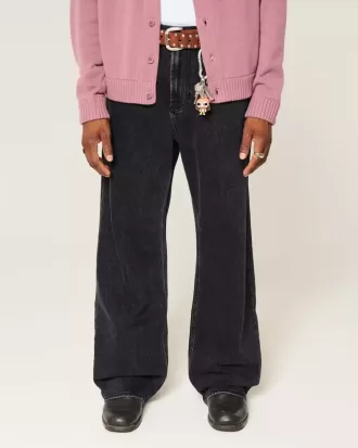 Tvättade svarta Baggy Bootcut-jeans