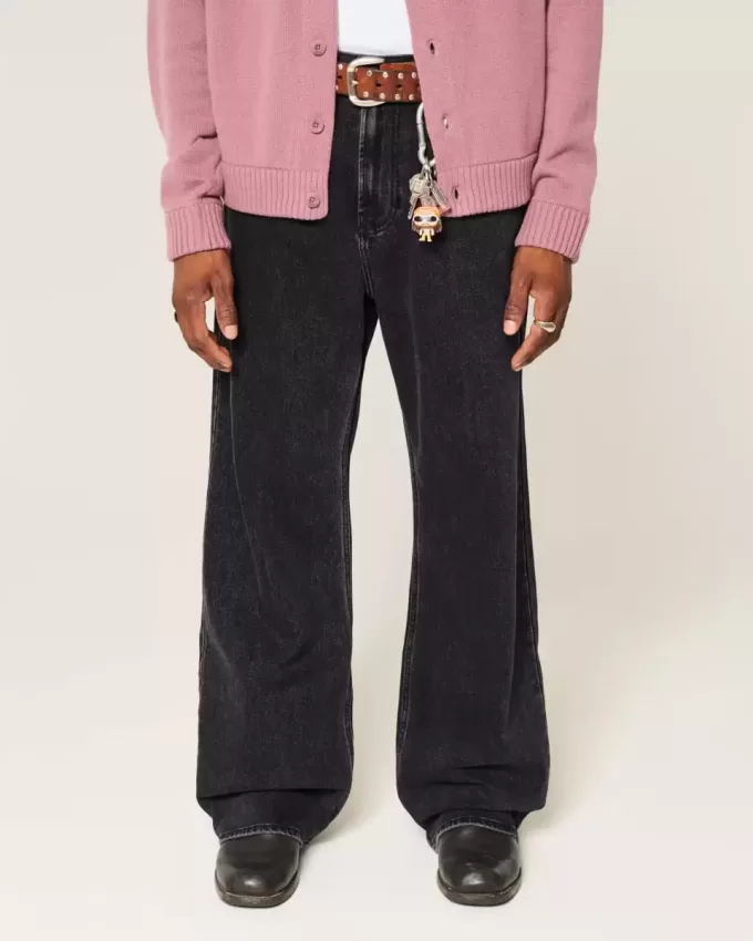 Tvättade svarta Baggy Bootcut-jeans Tvättade svarta Baggy Bootcut-jeans