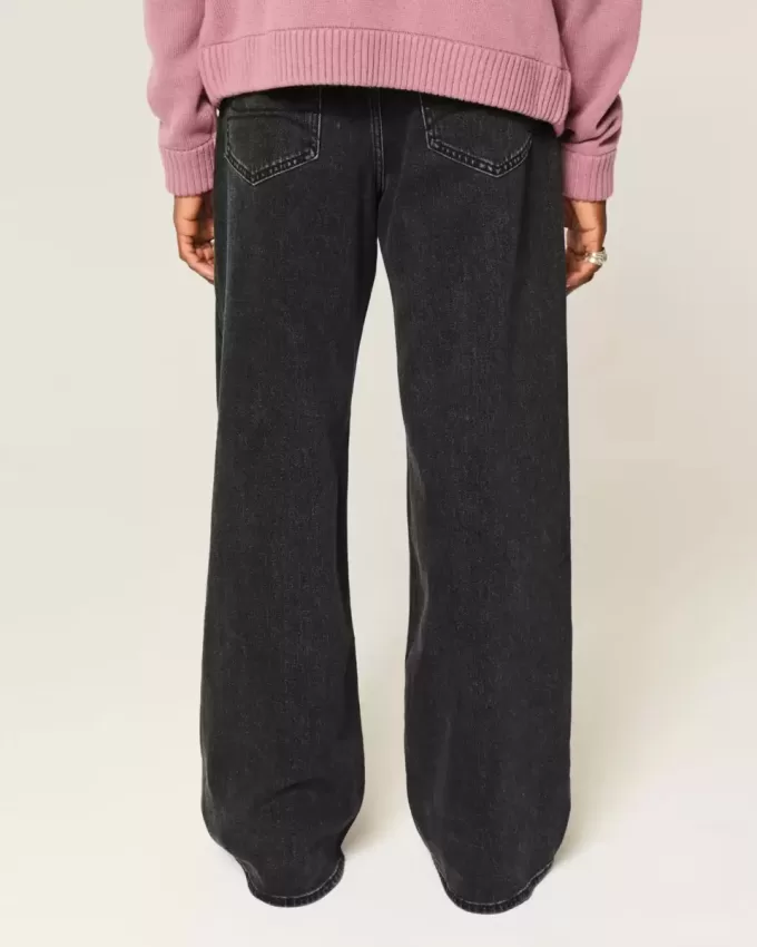 Tvättade svarta Baggy Bootcut-jeans Tvättade svarta Baggy Bootcut-jeans