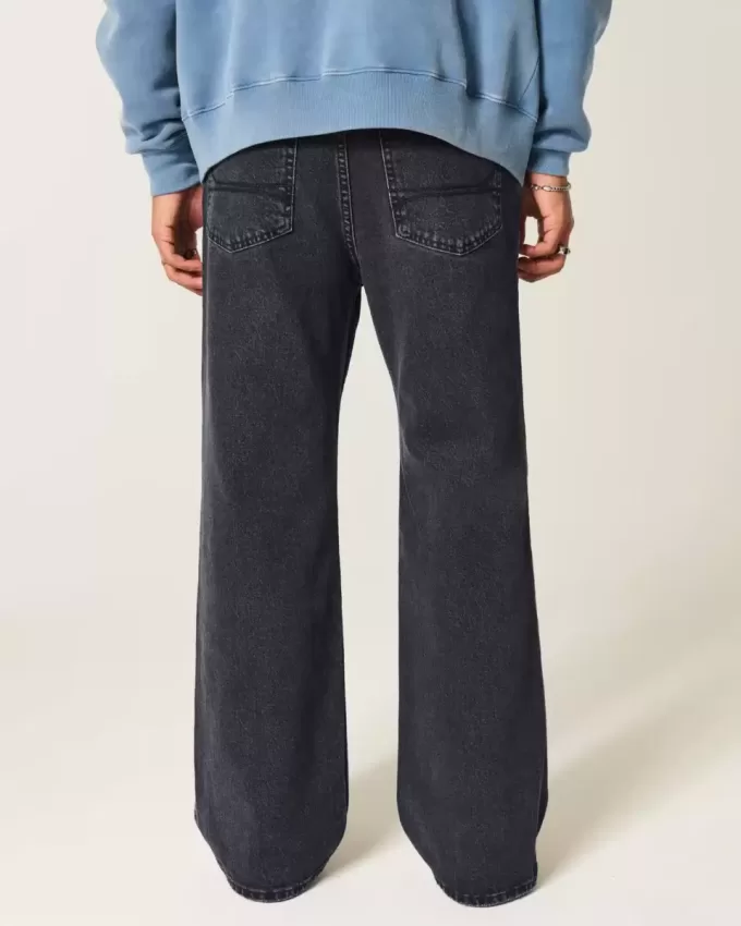 Tvättade svarta Baggy Bootcut-jeans Tvättade svarta Baggy Bootcut-jeans