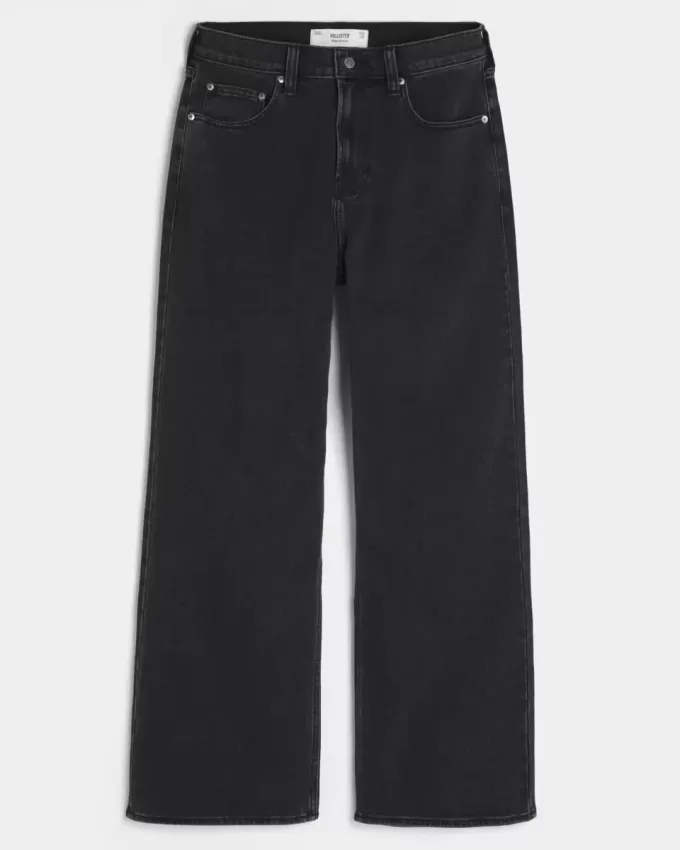 Tvättade svarta Baggy Bootcut-jeans Tvättade svarta Baggy Bootcut-jeans