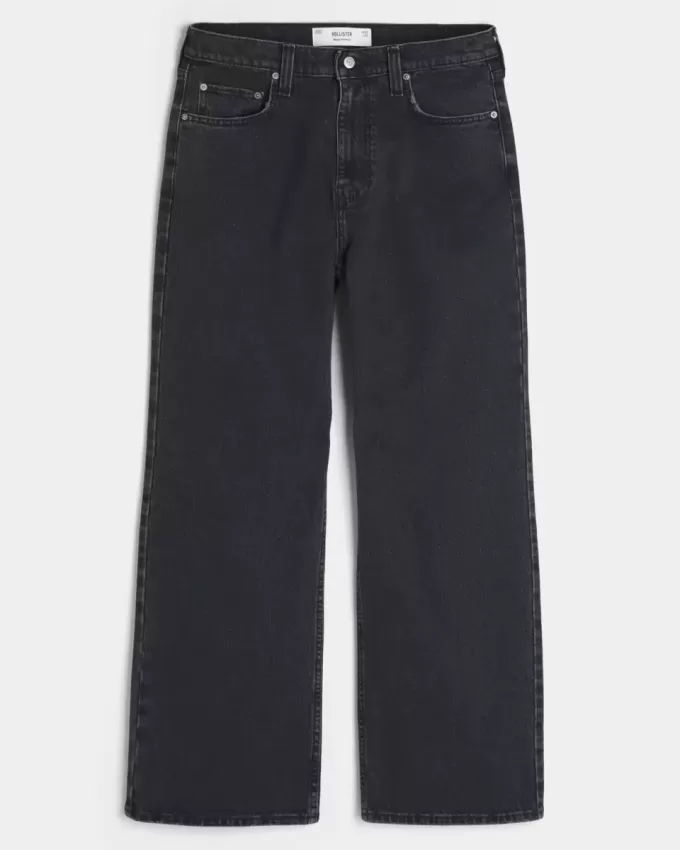 Tvättade svarta Baggy Bootcut-jeans Tvättade svarta Baggy Bootcut-jeans