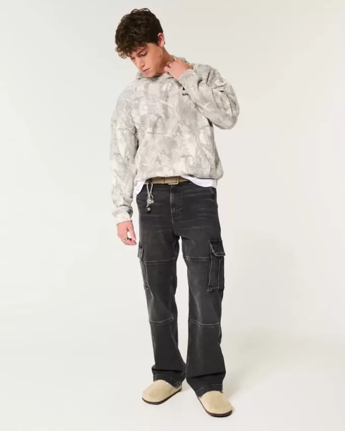 Tvättade svarta Baggy Cargo Jeans Tvättade svarta Baggy Cargo Jeans