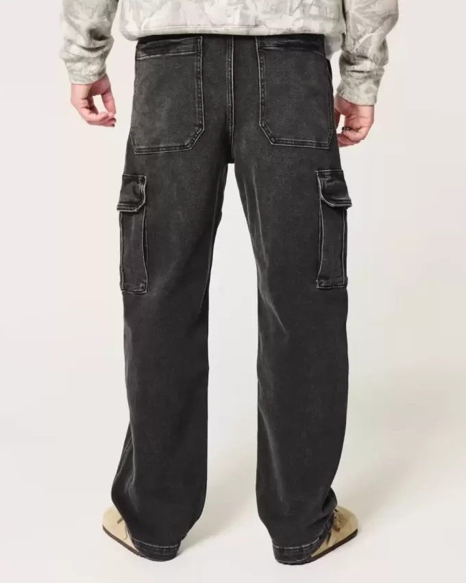 Tvättade svarta Baggy Cargo Jeans Tvättade svarta Baggy Cargo Jeans
