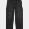 Tvättade svarta Baggy Cargo Jeans Tvättade svarta Baggy Cargo Jeans