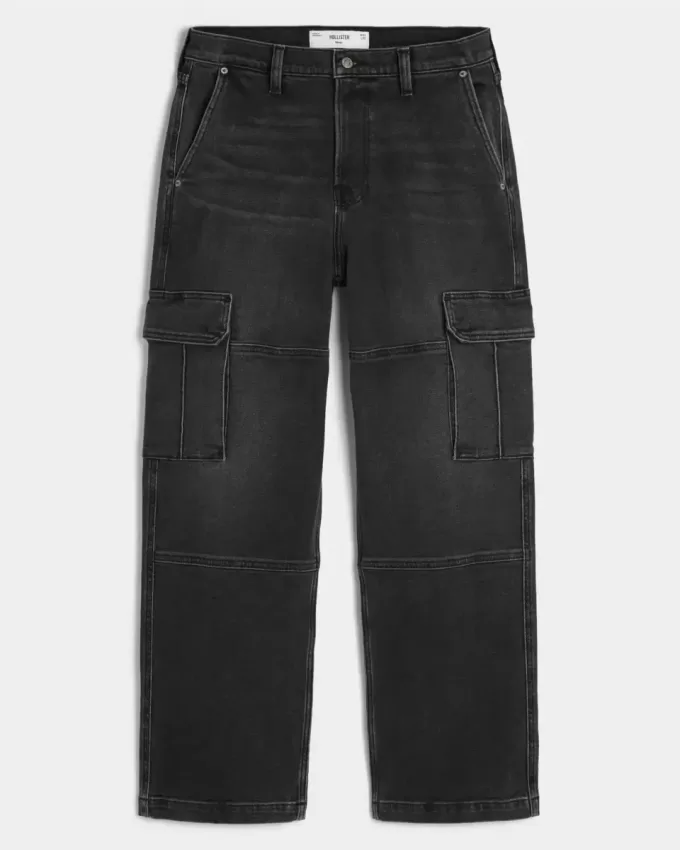 Tvättade svarta Baggy Cargo Jeans Tvättade svarta Baggy Cargo Jeans