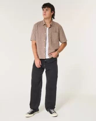 Tvättade svarta baggy jeans