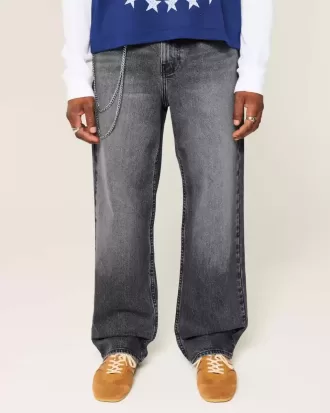 Tvättade svarta baggy jeans