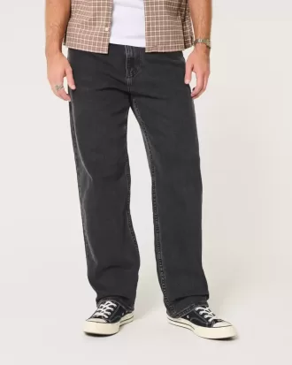 Tvättade svarta baggy jeans