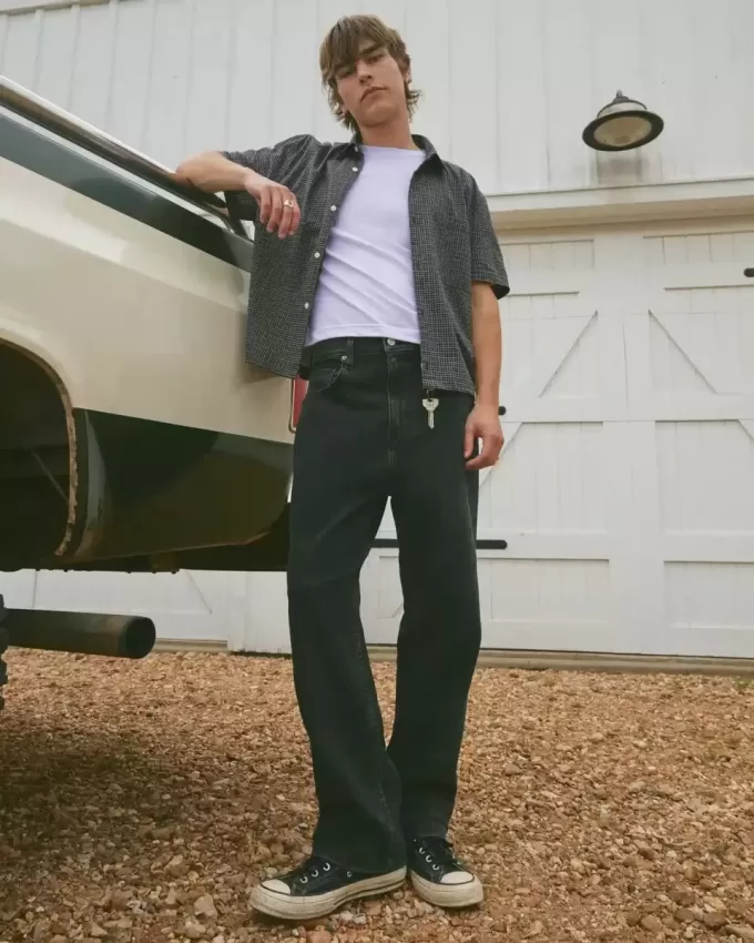 Tvättade svarta baggy jeans Tvättade svarta baggy jeans