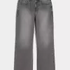 Tvättade svarta broderade Baggy Bootcut-jeans Tvättade svarta broderade Baggy Bootcut-jeans