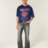 Tvättade svarta broderade Baggy Bootcut-jeans Tvättade svarta broderade Baggy Bootcut-jeans