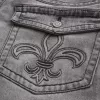 Tvättade svarta broderade Baggy Bootcut-jeans Tvättade svarta broderade Baggy Bootcut-jeans