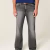 Tvättade svarta broderade Baggy Bootcut-jeans Tvättade svarta broderade Baggy Bootcut-jeans