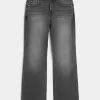 Tvättade svarta broderade Baggy Bootcut-jeans Tvättade svarta broderade Baggy Bootcut-jeans