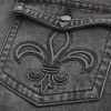 Tvättade svarta broderade Baggy Bootcut-jeans Tvättade svarta broderade Baggy Bootcut-jeans