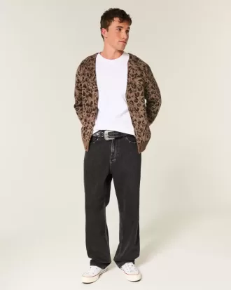 Tvättade svarta dubbade baggy jeans