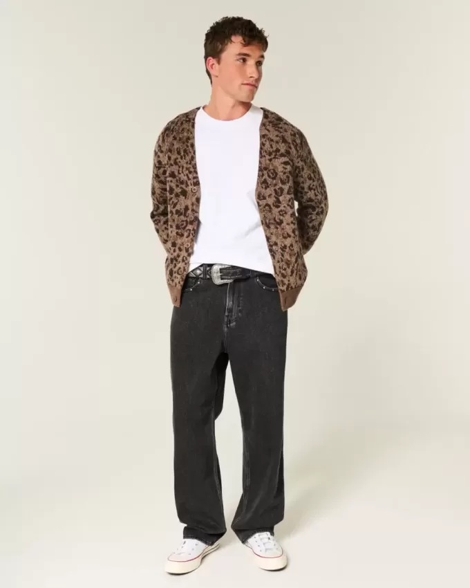 Tvättade svarta dubbade baggy jeans Tvättade svarta dubbade baggy jeans