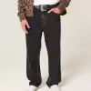 Tvättade svarta dubbade baggy jeans Tvättade svarta dubbade baggy jeans