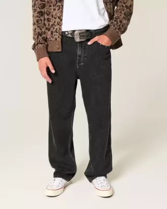 Tvättade svarta dubbade baggy jeans